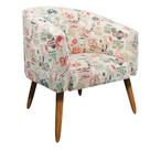 Poltrona Stella Estampado Retro Rosa D61 Pés Palito Castanho D03 - D'Rossi