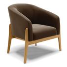 Poltrona Stella Suede Marrom Base Madeira Castanho D03 - D'Rossi