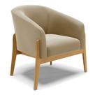 Poltrona Stella Suede Marrom Rato Base Madeira Castanho D03 - D'Rossi