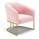 Poltrona Stella Suede Rosa Bebê Base Industrial Dourada