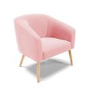 Poltrona Stella Suede Rosa Bebê Pés Palito Natural - D'Rossi
