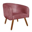 Poltrona Stella Suede Rose Pés Palito Castanho Drossi