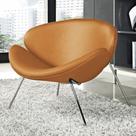 Poltrona Trevo material sintético Caramelo Base Cromada
