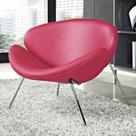 Poltrona Trevo material sintético Rosa Base Cromada