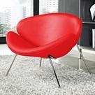 Poltrona Trevo material sintético Vermelho Base Cromada