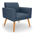Poltrona Viena Gomada Suede Pés Palito Castanho - D'rossi Cor Azul Marinho