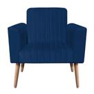 Poltrona Viena Gomada Suede Pés Palito Natural D'rossi Cor Azul Marinho