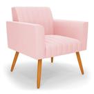 Poltrona Viena Gomada Suede Rosa Bebê Pés Palito Castanho - D'rossi
