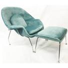 Poltrona Womb Chair com puff tecido veludo verde menta - Poltronas do Sul