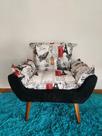 Poltrona Ysa Cor Preto Com Estampas Madeira de Eucalipito