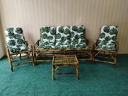 Poltronas de Bambu 5 Lugares conjunto completo Com Almofadas E Mesa De Centro poltronas sofá de bambu entrega rápida