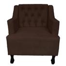 Poltronas Decorativa Pés Luis XV Gênises Encosto Estilo Capitonê Suede Marrom - DS Estofados Poltronas Decorativa Pés Luis XV Gênises Encosto Estilo Capitonê Suede Marrom - DS Estofados