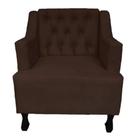 Poltronas Decorativa Pés Luis XV Gênises Encosto Estilo Capitonê Suede Marrom - DS Estofados Poltronas Decorativa Pés Luis XV Gênises Encosto Estilo Capitonê Suede Marrom - DS Estofados