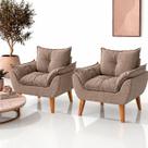 Poltronas Para Sala de Estar Kit 2 Cadeiras Decorativas Modernas Confortável Linho Sala Quarto Recepção Poltronas Para Sala de Estar Kit 2 Cadeiras Decorativas Modernas Confortável Linho Sala Quarto Recepção