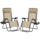 Poltronas reclináveis ao ar livre Yaheetech Zero Gravity Beige, conjunto de 2