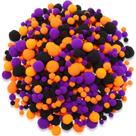 Pom Poms Balls Tegeme 1200 unidades para artesanato de Halloween (preto, laranja, roxo)