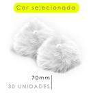 Pompom - Pelúcia Branco - 70 Mm - 30 Unidades - Nybc
