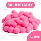 Pompom Rosa Chiclete - 40Mm Pacote Com 50 Unidades - Nybc