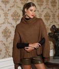 Ponche em tricot marron