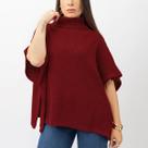 Poncho Casaco Capa Kimono Vestido Feminino Tricot Texturizado Gola Alta Inverno Frio Moda Blogueira Gringa Lançamento 20