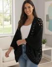Poncho Casaco Rendado Tricot Crochê com Manga Moda Inverno
