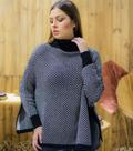 Poncho de Tricot Grosso Manga Longa Gola Alta
