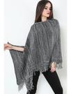 Poncho Feminino Cinza Com Franja 3106-LAN