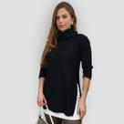 Poncho Feminino Croche Trico com Punho e Gola Alta Inverno