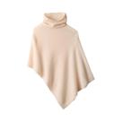 Poncho Feminino De Cashmere Macio E Quente Com Gola Alta, Xale De Lã 100% Tricotado, Pulôver Com