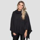 Poncho Feminino Tricô Lã Gola Alta Confortavél Tendência Frio