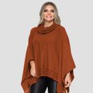Poncho Feminino Tricô Lã Gola Alta Confortavél Tendência Frio