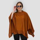 Poncho Feminino Tricot Mousse Liso Gola Alta Casaco Inverno