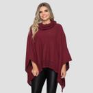 Poncho Feminino Tricot Mousse Liso Gola Alta Casaco Lã Inverno Poncho Feminino Tricot Mousse Liso Gola Alta Casaco Lã Inverno