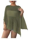 Poncho Shawl RoseSeek feminino transparente em malha verde militar
