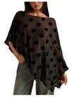 Poncho Shawl Verdusa feminino assimétrico com bolinhas e chiffon