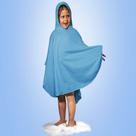 Poncho Tecebem Malha Plush Atoalhado Tam Único Com Capuz Azul