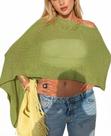 Poncho Top Amiblvowa, malha de crochê verde escuro transparente para mulheres Poncho Top Amiblvowa, malha de crochê verde escuro transparente para mulheres