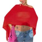 Poncho Top Amiblvowa Sheer Red Crochet Mesh Beach Cover Up Poncho Top Amiblvowa Sheer Red Crochet Mesh Beach Cover Up