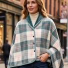 Poncho Xale Cobertor Multifuncional Capa Moda Inverno Flanela Quente Macio Aconchegante Cor:BegeTamanho:M