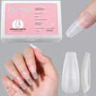Pontas de unhas de gel macio AILLSA em forma de caixão, 240 unidades transparentes, 10 tamanhos
