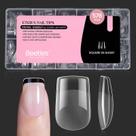 Pontas de unhas quadradas curtas da Beetles: 576 unidades, 12 tamanhos XS, quadrado curto, meio fosco, acrílico falso transparente, prensa nas pontas das unhas, capa completa, pré-moldada, pontas de unhas, extensão de unhas, faça você mesmo