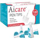 Pontas para caneta Aicare 32G 4 mm compatíveis universalmente, 100 unidades