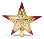 Ponteira Estrela P/ Árvore De Natal 15x15cm Dourado Vermelho