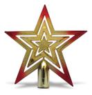 Ponteira Estrela P/ Árvore De Natal 19cm Ouro E Vermelha