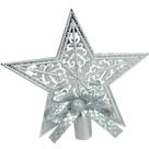 Ponteira Estrela Vazada Para Árvore De Natal 15cm Prata