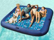 Pool Float FindUwill Extra Large em tamanho real com travesseiro para 4 pessoas
