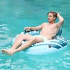 Pool Float Sunrio Medium Turquesa com encosto e porta-copos