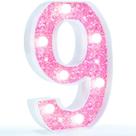 Pooqla Pink Number 9 Marquee Light alimentado por bateria