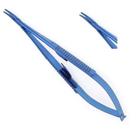 Porta Agulha Castroveijo Vídea Titanio C/ Trava 14 Cm Curva cor Azul