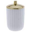 Porta Algodão Cotonete de Acrílico Redondo Branco Bagno 13X8CM DE Ø
